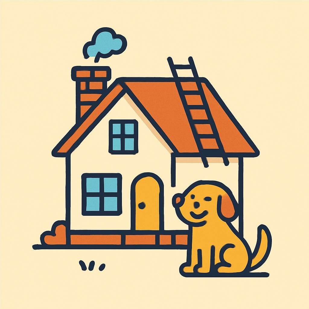 Drawing of a house with a chimney